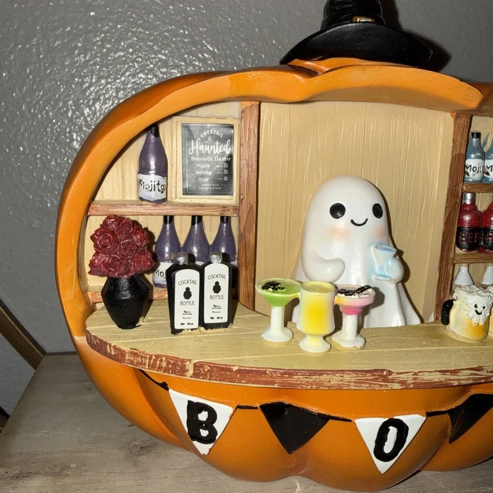 Boo Pumpkin Bar Stand Ghost Bartender Viral Tabletop Halloween New 2026 Decor